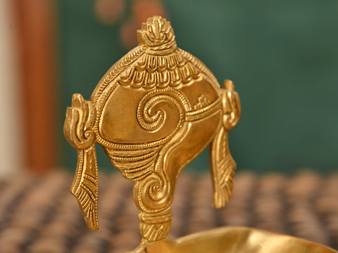 Brass Traditional Chang Chakkaram Vilakku Set