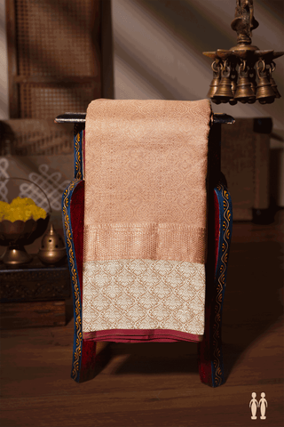 Brocade Design Pastel Orange Kanchipuram Silk Saree