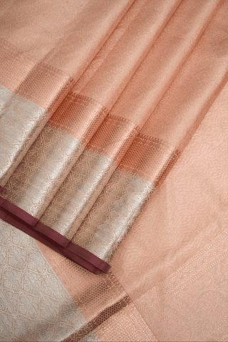 Brocade Design Pastel Orange Kanchipuram Silk Saree