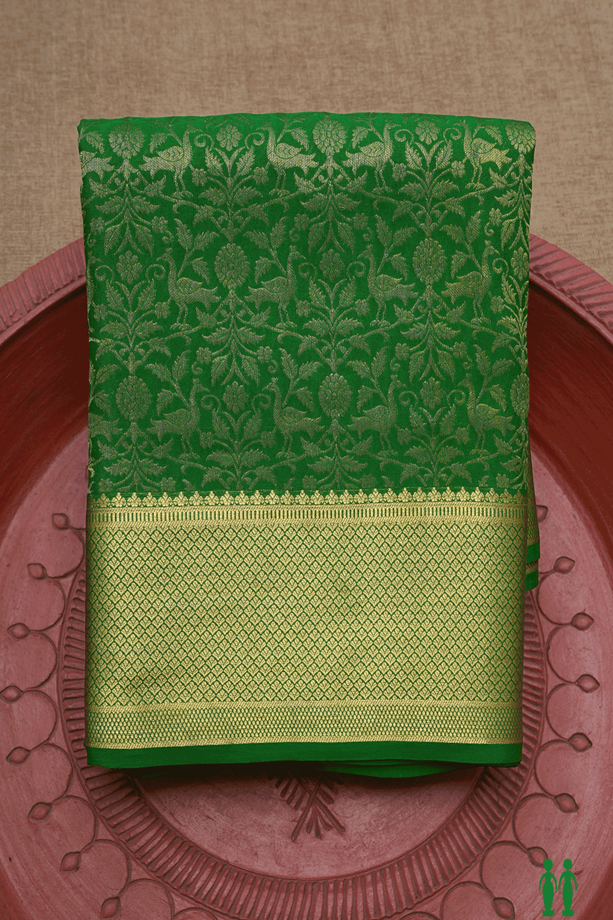 Brocade Zari Design Emerald Green Mysore Silk Saree