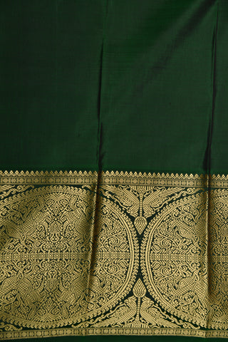 Ganga Jamuna Traditional Border With Peacock Motif Black Kanchipuram Silk Saree