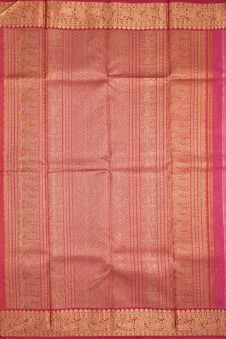 Peacock Zari Border Magenta Kanchipuram Silk Saree