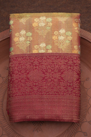 Floral Zari Motif Kanchipuram Gold Tissue Silk Saree