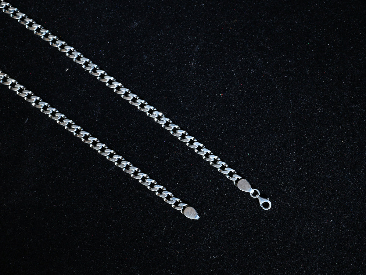 Chain Model Oxidized Pure Silver Anklets