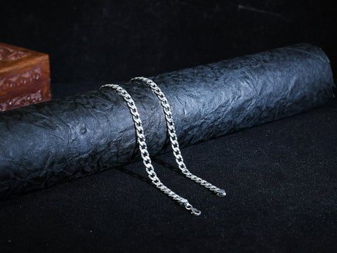 Chain Model Oxidized Pure Silver Anklets