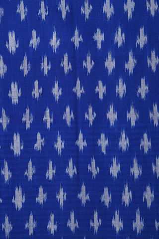 Checked Border With Ikat Design Navy Blue Pochampally Cotton Saree