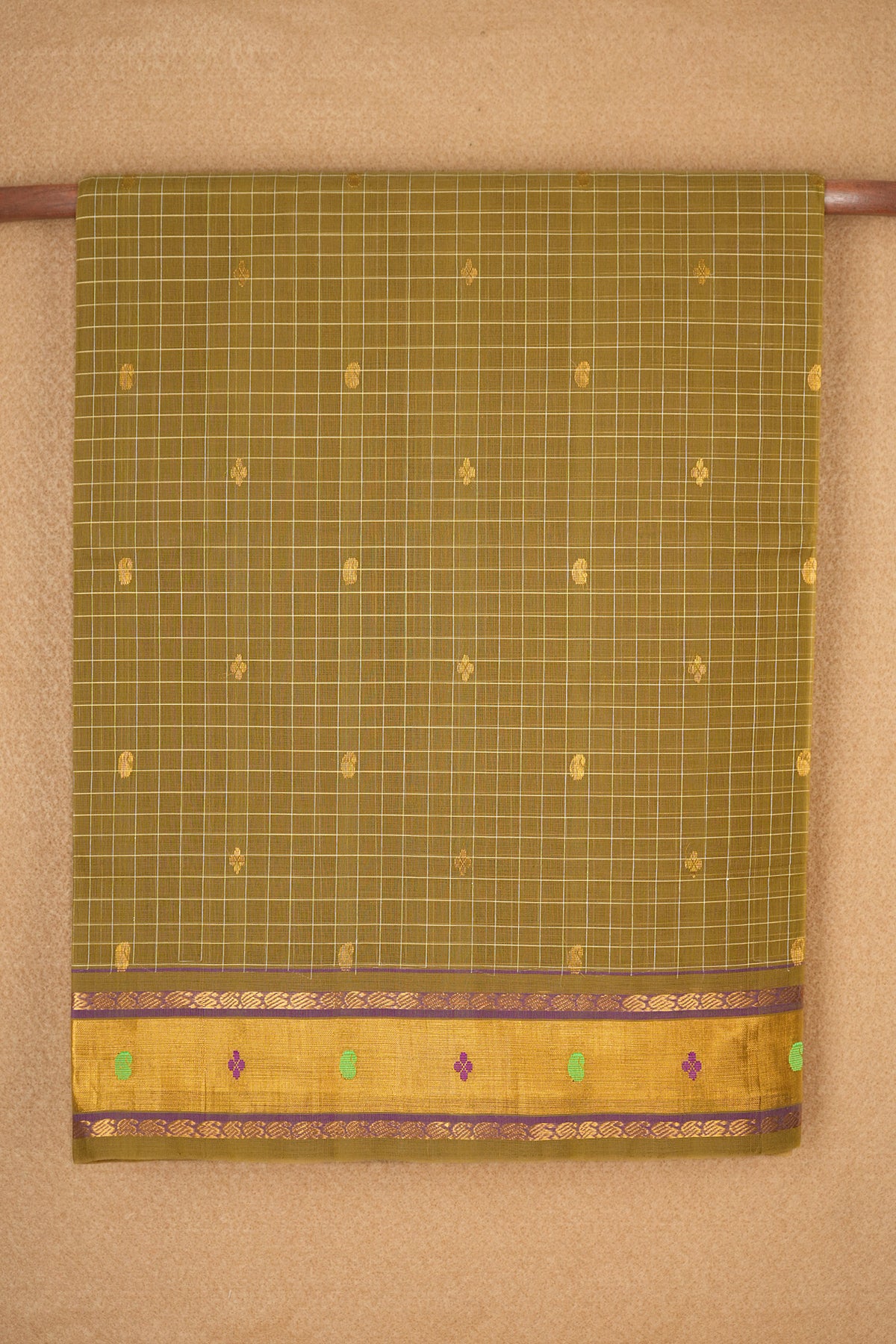 Checks And Buttas Ochre Yellow Venkatagiri Saree