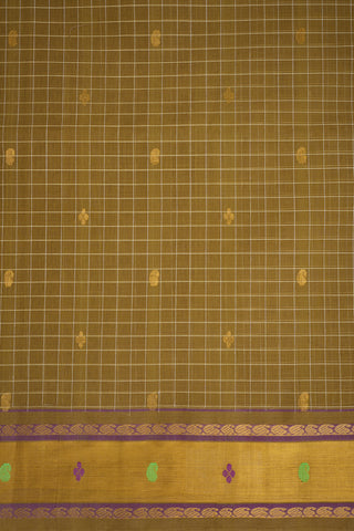 Checks And Buttas Ochre Yellow Venkatagiri Saree