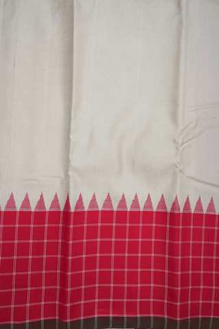 Checks Border Plain Beige Gadwal Silk Saree