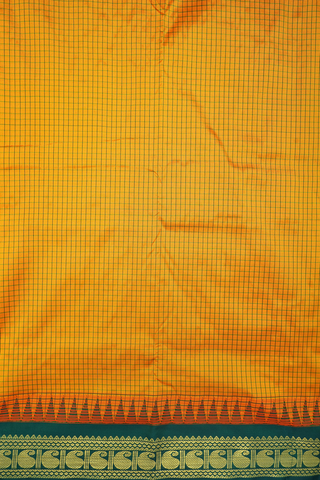 Checks Design Honey Orange Nine Yards Silk Saree