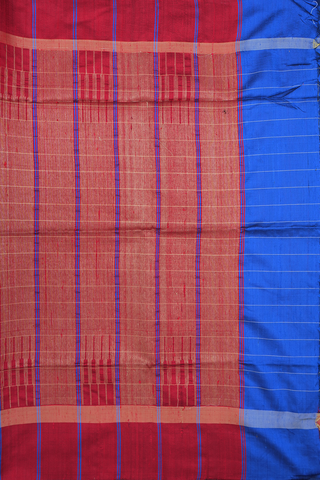 Allover Checks Design Indigo Blue Jute Saree