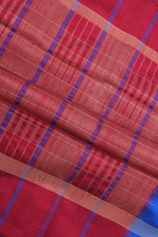 Allover Checks Design Indigo Blue Jute Saree