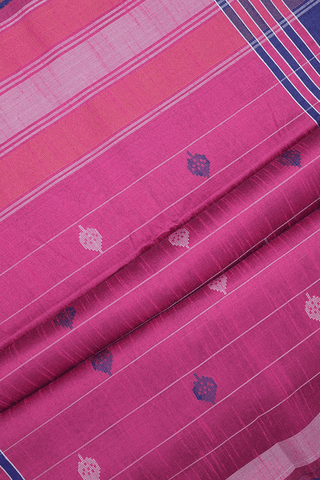 Checks With Buttas Berry Blue Semi Jute Saree