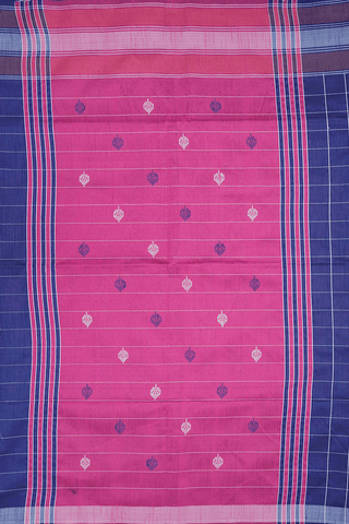 Checks With Buttas Berry Blue Semi Jute Saree