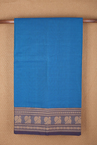 Traditional Design Threadwork Border Cobalt Blue Chettinadu Cotton Saree