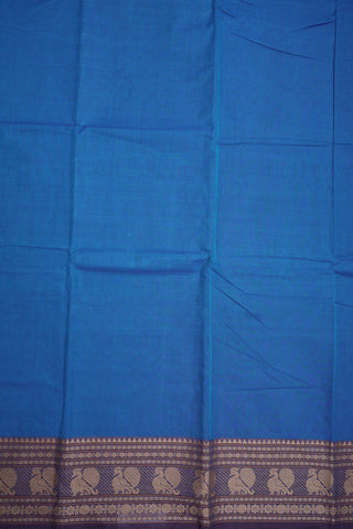 Traditional Design Threadwork Border Cobalt Blue Chettinadu Cotton Saree