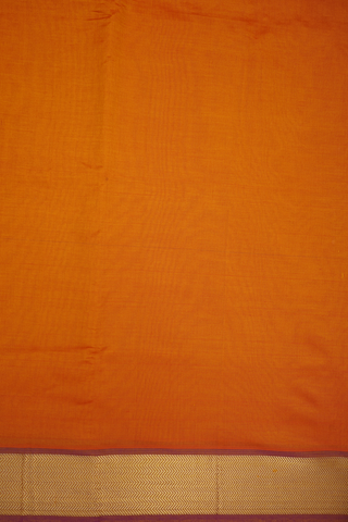 Chevron Border Plain Orange Traditional Silk Cotton Saree