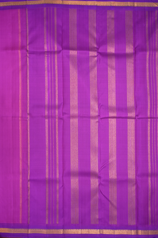 Chevron Border Plain Purple Rose Kanchipuram Silk Saree