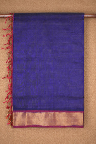 Chevron Border With Stripes Royal Blue Silk Cotton Saree