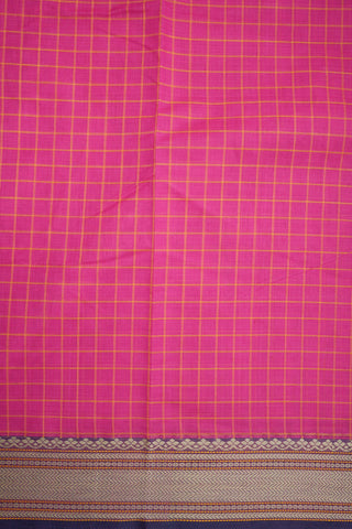 Chevron Threadwork Border Rani Pink Kanchi Cotton Saree