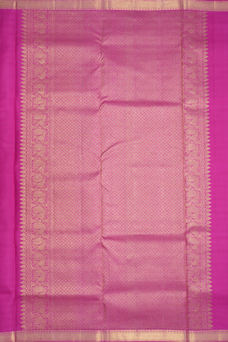 Magenta And Orange Checks Kanchipuram Nine Yards Silk Saree