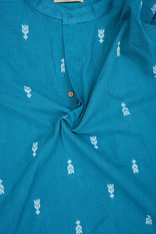 Arrow Design Teal Blue Cotton Short Kurta