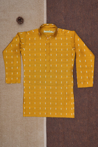 Chinese Collar Golden Yellow Raw Silk Kurta