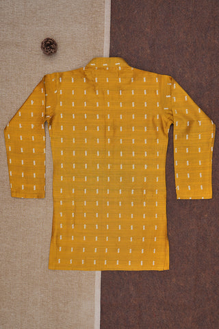 Chinese Collar Golden Yellow Raw Silk Kurta