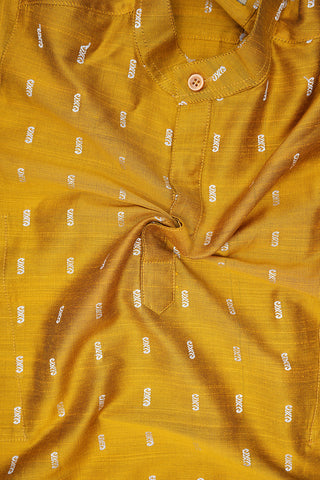 Chinese Collar Golden Yellow Raw Silk Kurta