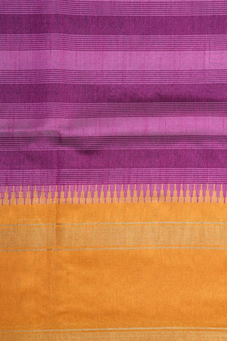 Contrast Big Border With Stripes Purple Jute Silk Saree