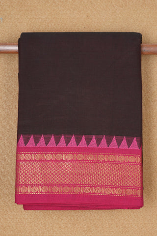 Contrast Border Coffee Brown Chettinadu Cotton Saree