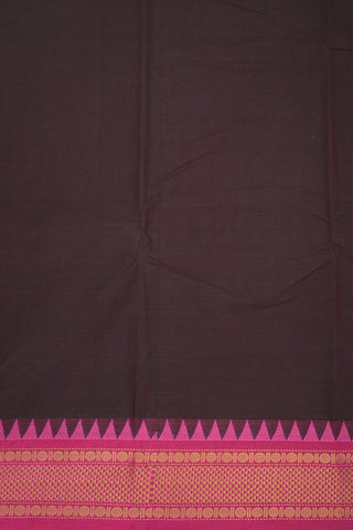 Contrast Border Coffee Brown Chettinadu Cotton Saree