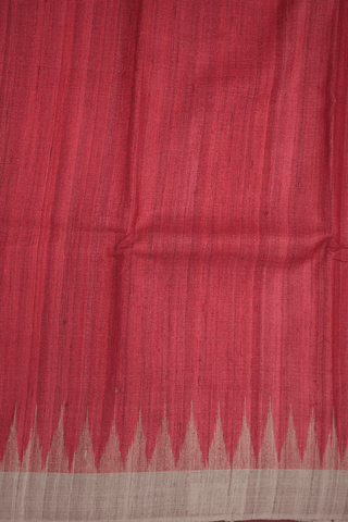 Contrast Border Plain Rust Red Jute Saree