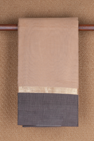 Contrast Border Plain Caramel Brown Chettinadu Cotton Saree