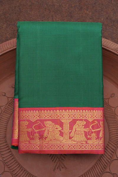 Emerald Green Satin Silk Saree With Handembroidered Scalloping –  kreationbykj