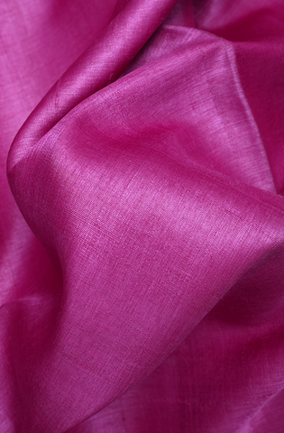 Contrast Border Plain Magenta Tussar Silk Saree