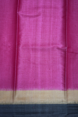 Contrast Border Plain Magenta Tussar Silk Saree