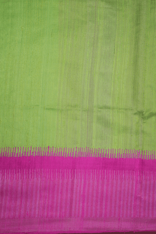 Contrast Border Plain Parrot Green Jute Saree