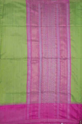 Contrast Border Plain Parrot Green Jute Saree