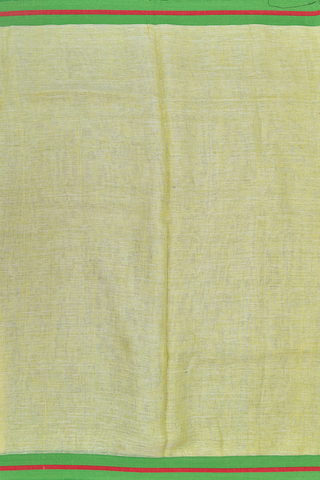 Contrast Border Plain Pastel Yellow Linen Saree