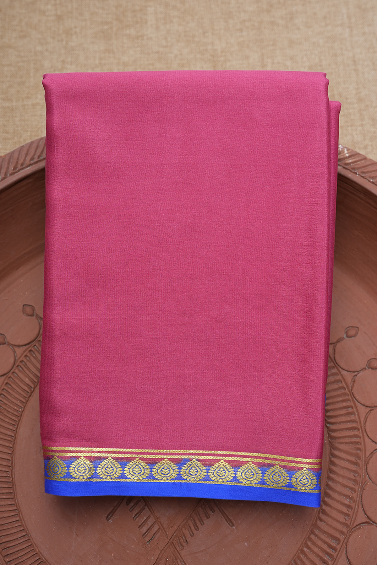 Contrast Border Plain Pink Mysore Silk Saree