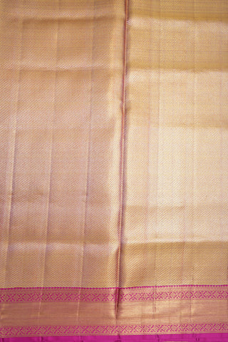 Contrast Border With Allover Twill Weave Zari Design Rose Gold Kanchipuram Silk Saree