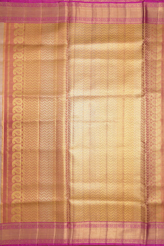 Contrast Border With Allover Twill Weave Zari Design Rose Gold Kanchipuram Silk Saree