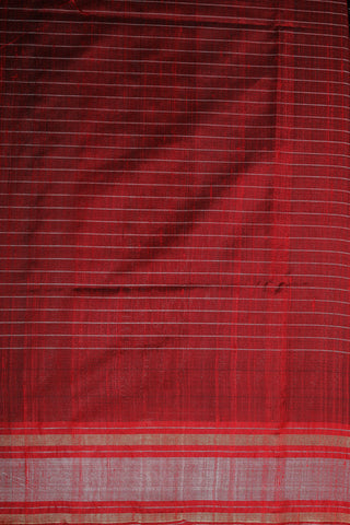 Contrast Border With Checks Black Jute Silk Saree