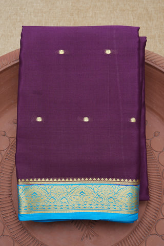 Contrast Floral Zari Border Plum Purple Mysore Silk Saree