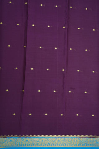 Contrast Floral Zari Border Plum Purple Mysore Silk Saree