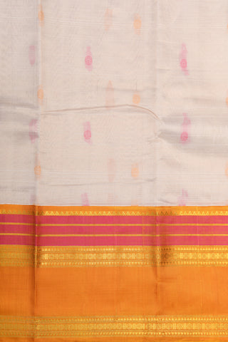 Contrast Korvai Border With Jamdhani Buttis Cream Color Gadwal Silk Saree