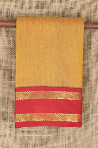 Contrast Rettai Pettu Border In Plain Mustard Yellow Apoorva Cotton Saree