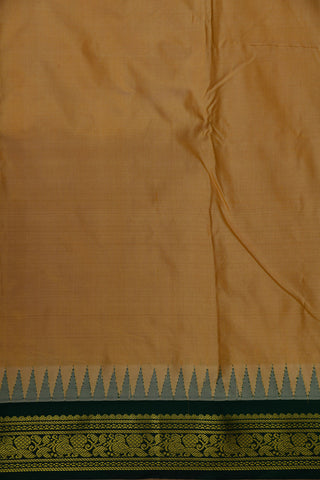 Contrast Small Zari Border In Plain Beige Kanchipuram Silk Saree