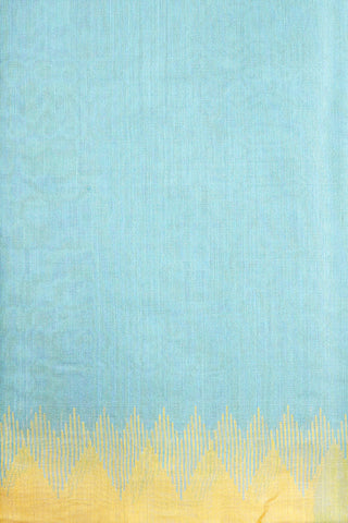 Contrast Temple Threadwork Border Plain Light Blue Kora Tussar Saree